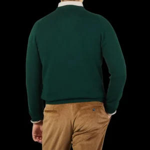 Alan Paine Sweaters | Tartan Green Lambswool V-Neck