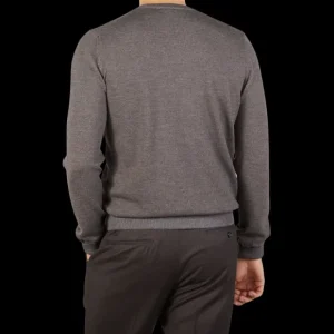 Gran Sasso Sweaters | Taupe Beige Bicolour Merino Wool Crewneck