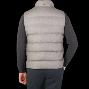 Herno Outerwear | Taupe Beige Cashmere Silk Padded Gilet