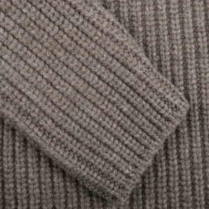 Gran Sasso Cardigans | Taupe Beige Chunky Knitted Wool Cardigan