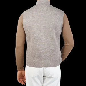 Maurizio Baldassari Outerwear | Taupe Beige Knitted Virgin Wool Gilet