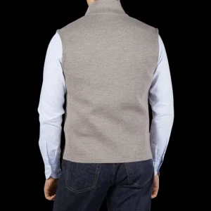 Maurizio Baldassari Outerwear | Taupe Beige Knitted Virgin Wool Gilet