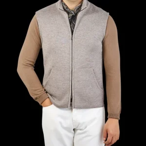 Maurizio Baldassari Outerwear | Taupe Beige Knitted Virgin Wool Gilet