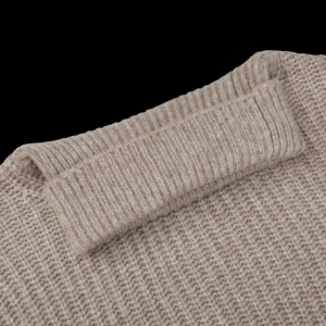 Gran Sasso Knitwear | Taupe Beige Wool Blend Chunky Rollneck