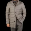Moorer Outerwear | Taupe Beige Wool Cashmere Down Padded Coat