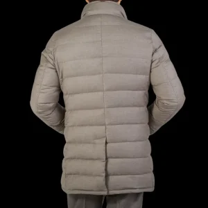 Moorer Outerwear | Taupe Beige Wool Cashmere Down Padded Coat