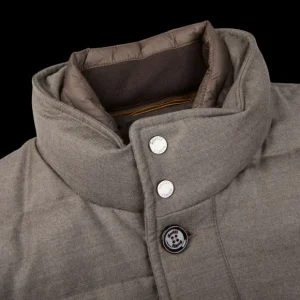 Moorer Outerwear | Taupe Beige Wool Cashmere Down Padded Coat