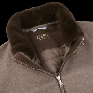 Fedeli Coats & Jackets | Taupe Brown Cashmere Bruno Bomber Jacket
