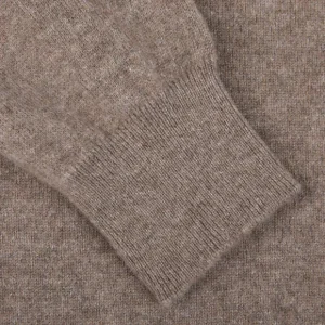 Fedeli Knitwear | Taupe Brown Cashmere Full-Zip Cardigan