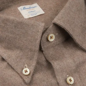 Stenströms Shirts | Taupe Brown Cotton Flannel Slimline Bd Shirt