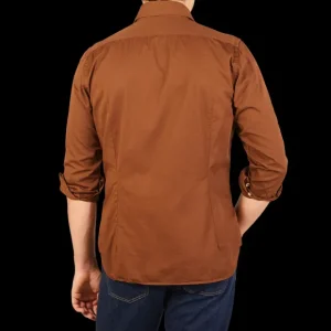 Tintoria Mattei Shirts | Tobacco Overdyed Cotton Poplin Shirt
