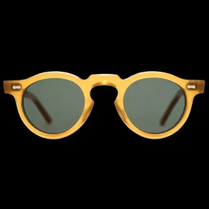 The Bespoke Dudes Sunglasses | Welt Yellow With Bottle Green Lenses 46Mm