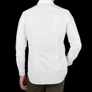 Glanshirt Shirts | White Cotton Oxford Cut-Away Slim Shirt