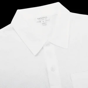 Sunspel Polo Shirts | White Cotton Riviera Polo Shirt