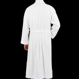 Derek Rose Loungewear | White Cotton Velour Towelling Gown
