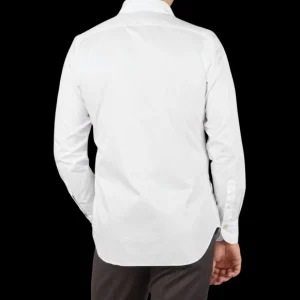 Finamore Shirts | White Fine Cotton Twill Cut-Away Shirt