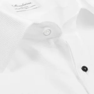 Stenströms Shirts | White Textured Cotton Slimline Tuxedo Shirt