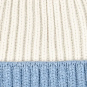 William Lockie Beanies | White Undyed Two-Tone Cashmere Ribbed Beanie
