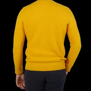 Drumohr Sweaters | Yellow Brushed Lambswool Crew Neck Sweater